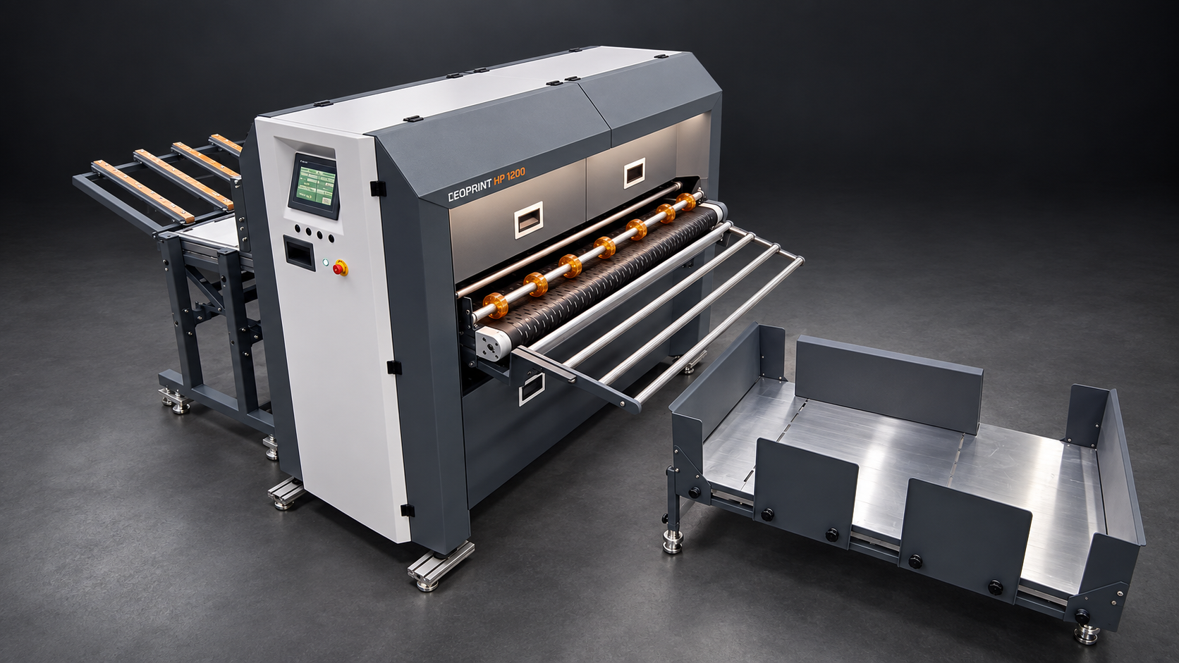 Линия LEOPRINT HP 1200 с загрузчиком, печатной секцией и приёмным лотком